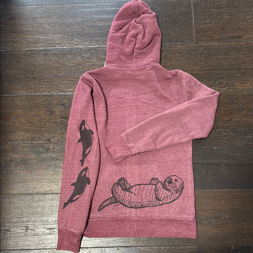 Heathered zip up with wildlife print
